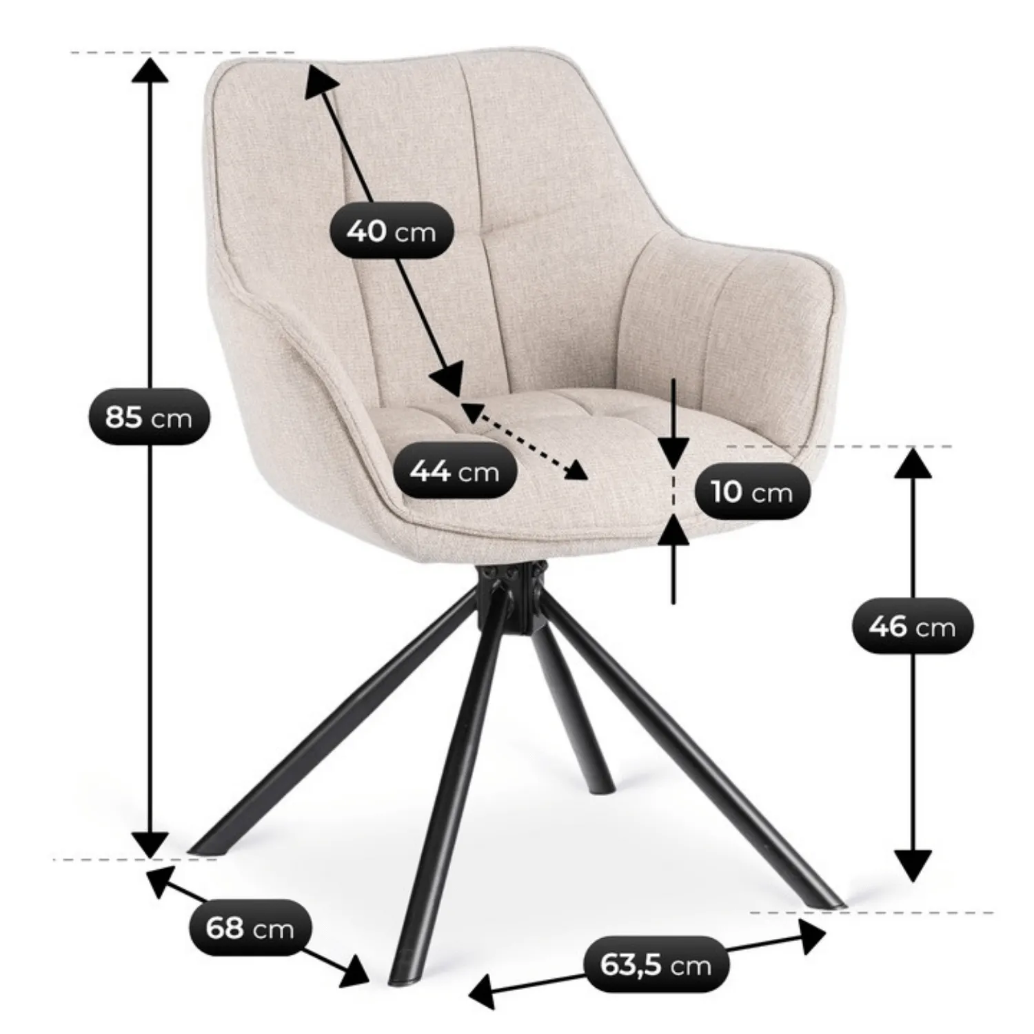 Peony Eetkamerstoel set van 2  crème