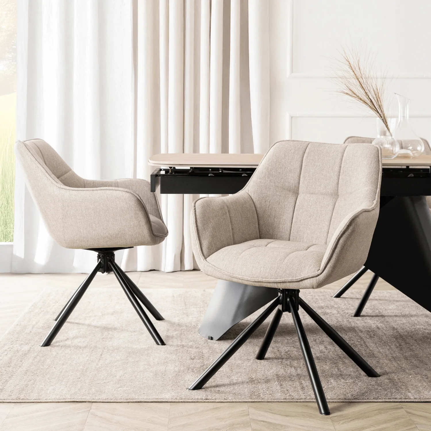 Peony Eetkamerstoel set van 2  crème