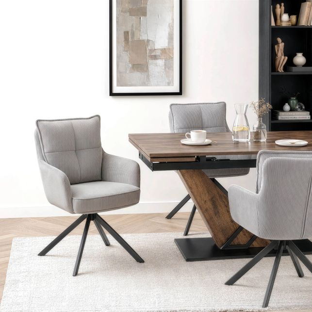 Gestoffeerde draaistoel CITY Grey set van 2 Gestoffeerde draaistoel CITY Grey set van 2