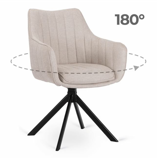 MUMBAI gestoffeerde eetkamer draaistoelen  Cream set van 2
