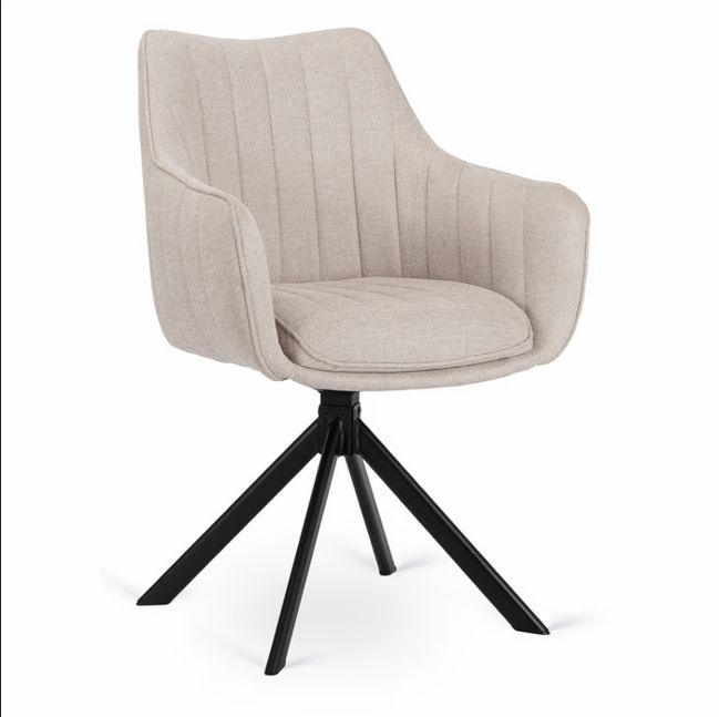 MUMBAI gestoffeerde eetkamer draaistoelen  Cream set van 2