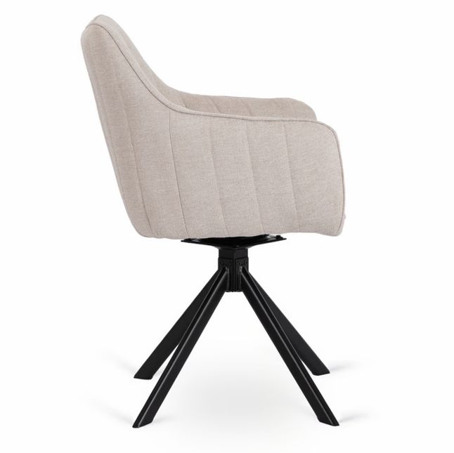 MUMBAI gestoffeerde eetkamer draaistoelen  Cream set van 2