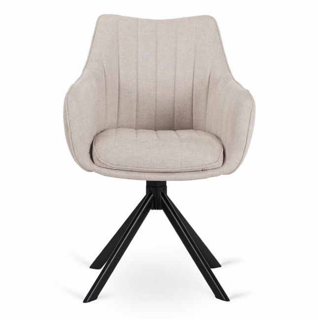 MUMBAI gestoffeerde eetkamer draaistoelen  Cream set van 2