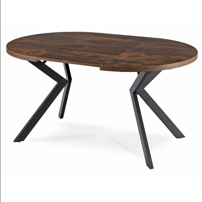 LUKAS uitschuifbare tafel rustiek eikenhout/zwart