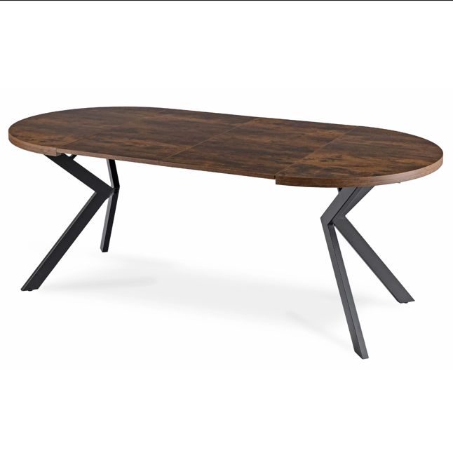 LUKAS uitschuifbare tafel rustiek eikenhout/zwart