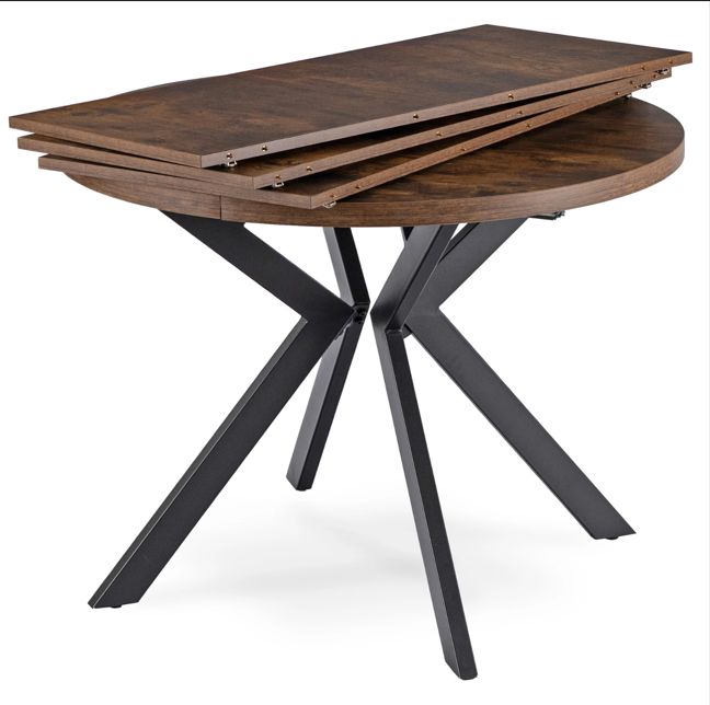 LUKAS uitschuifbare tafel rustiek eikenhout/zwart