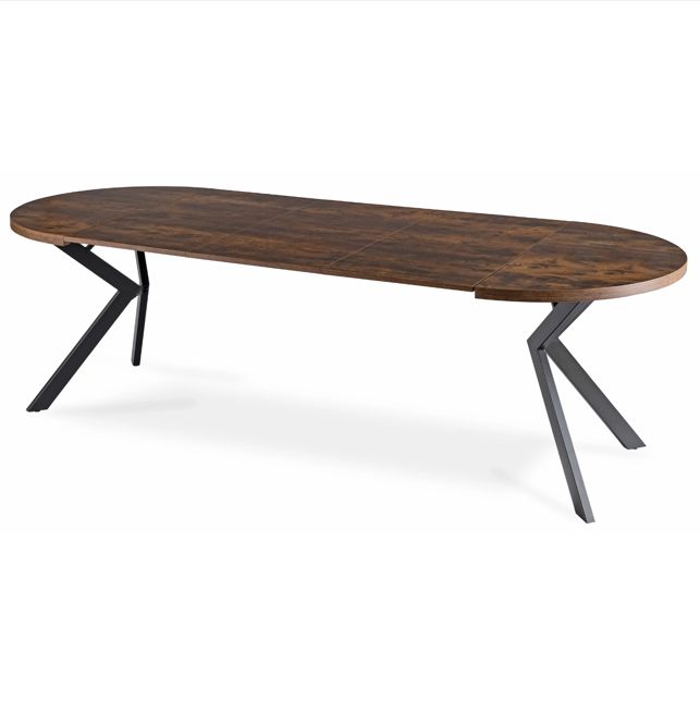 LUKAS uitschuifbare tafel rustiek eikenhout/zwart