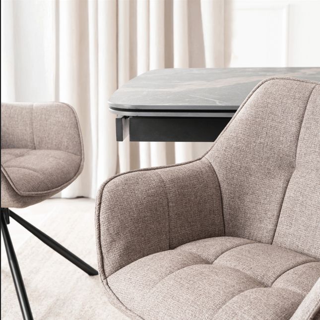 PEONY 2 eetkamer draaistoelen cappuccino set van 2 PEONY 2 eetkamer draaistoelen cappuccino set van 2