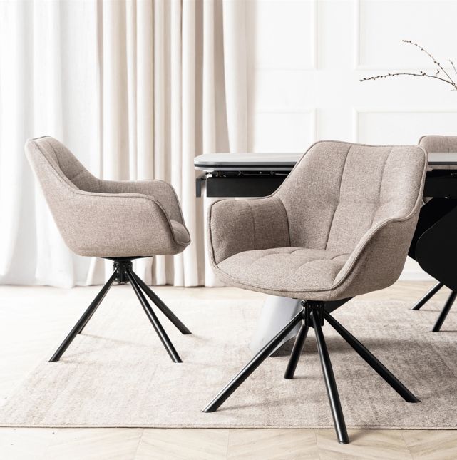 PEONY 2 eetkamer draaistoelen cappuccino set van 2 PEONY 2 eetkamer draaistoelen cappuccino set van 2