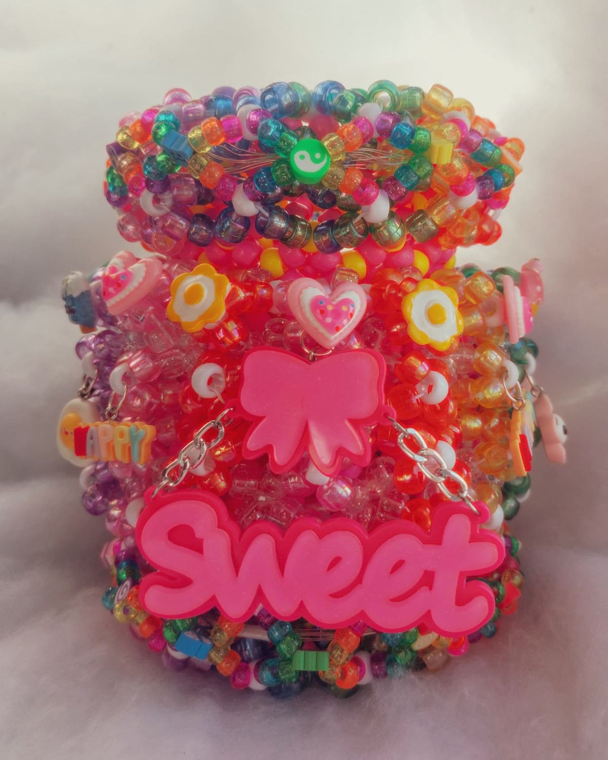 🍭LED ROTATING EPIC RAINBOW KANDI CHARM CUFF🍭