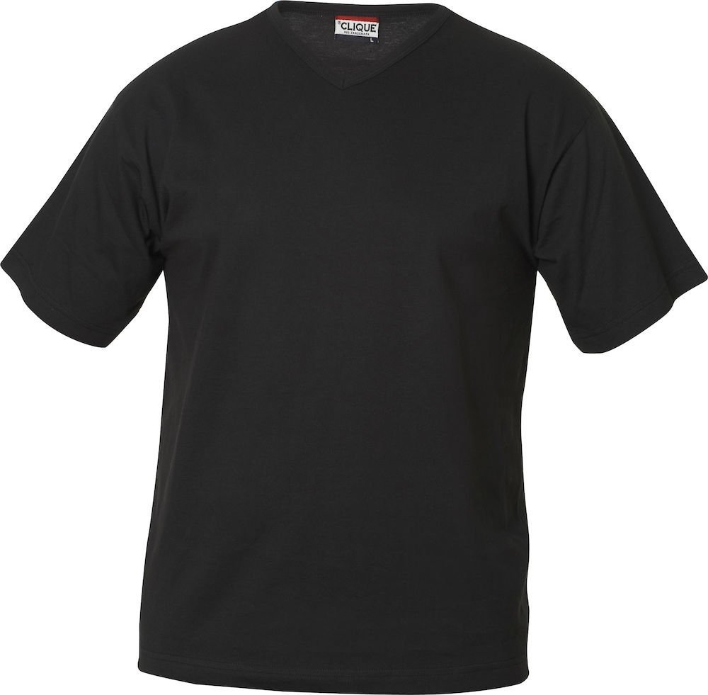 CAMISETA BASICA CUELLO PICO, COLORES: NEGRO