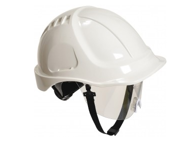 CASCO CON VISERA, COLOR: BLANCO