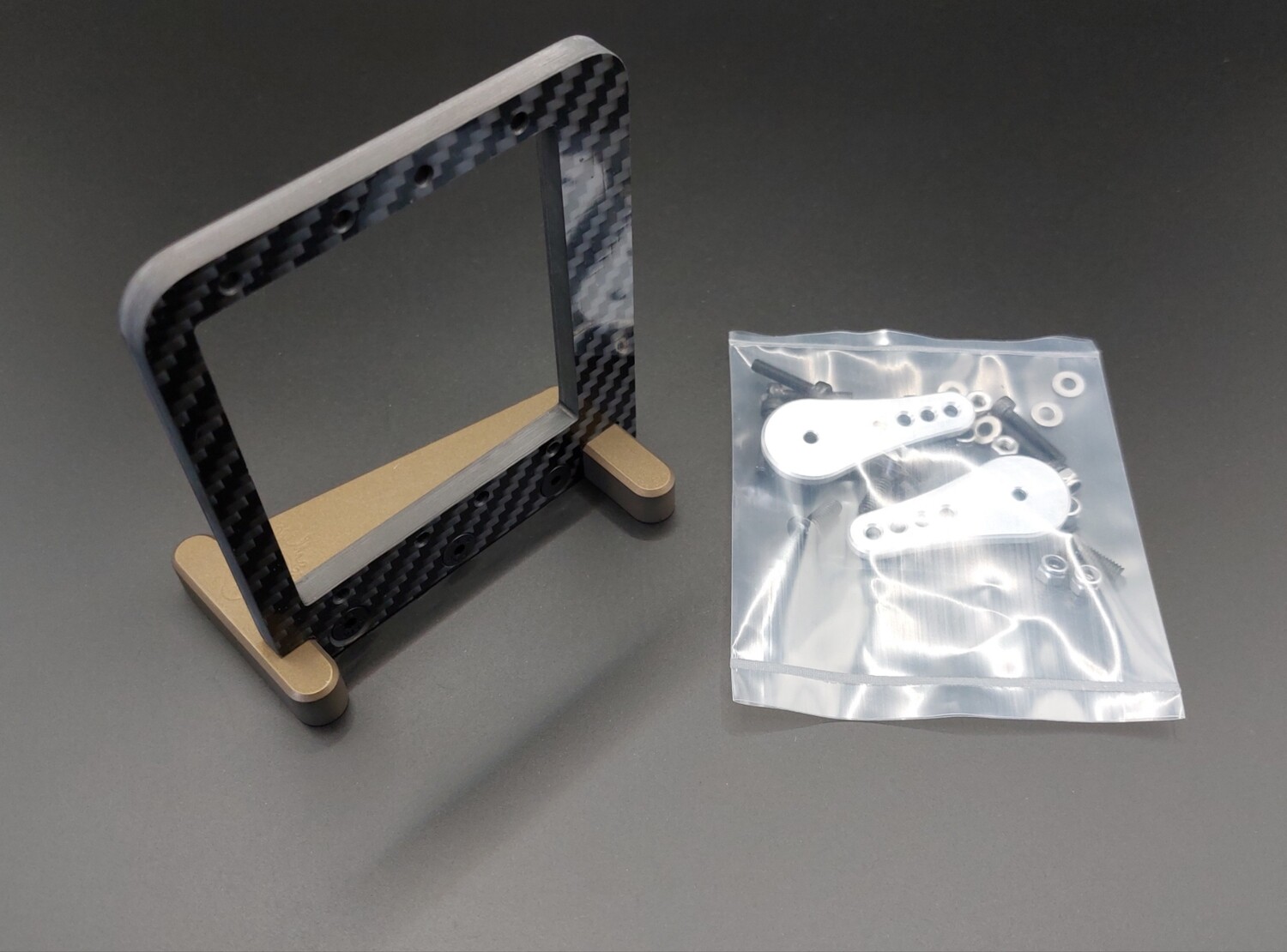 Ccr Losi 5ive B servo tray carbon fibre and 7075 bronze