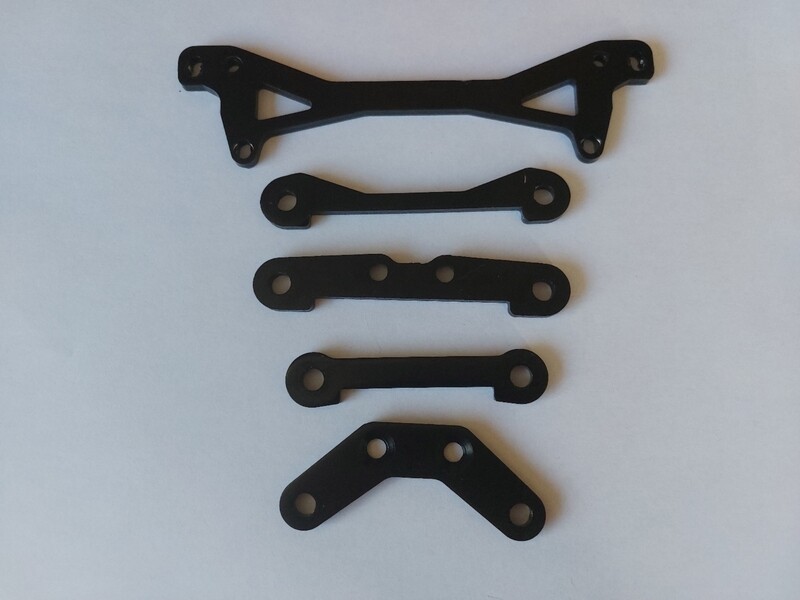 Baja hinge pin plate braces and rear shock plate black alloy 