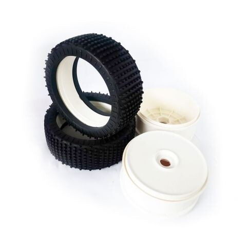 100204x MCD Racing Tyre 180 mm Micro Stud V2 BS LW + Wheel White.2pcs