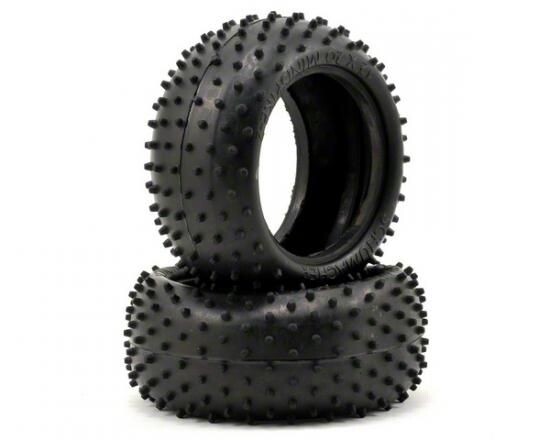 CLEARANCE u6763 SCHUMACHER MINI SPIKE 2 REAR BUGGY TYRES - SILVER - 1 PAIR