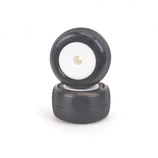 Clearance Schumacher Mini Pin truck Tyres Pre Glued on 12mm Hex Wheels - Silver (2) Clearance Schumacher Mini Pin truck Tyres Pre Glued on 12mm Hex Wheels - Silver (2)