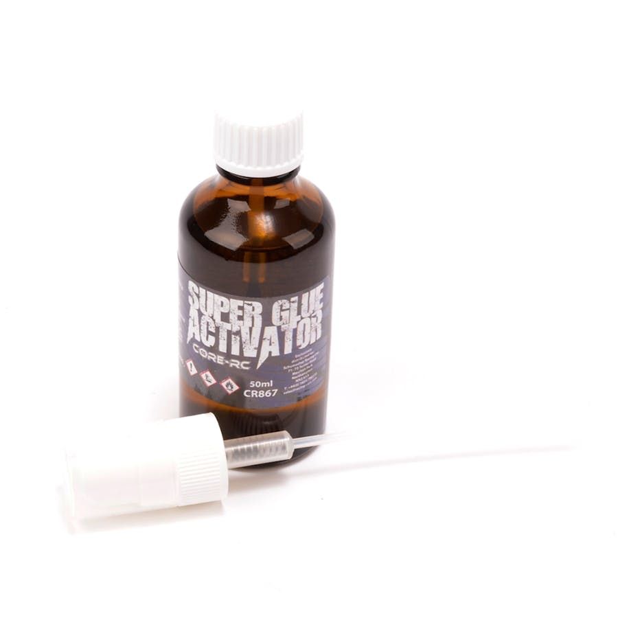 CR867 - Core RC - SUPER GLUE ACTIVATOR 50ML - GLASS BOTTLE +ATOMISER
