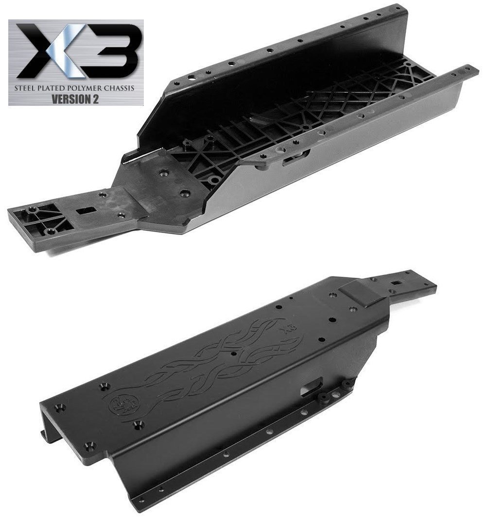 Kraken RC X3 v2 Polymer Chassis w/Steel Insert for HPI Baja 5b/5T/5SC - Black