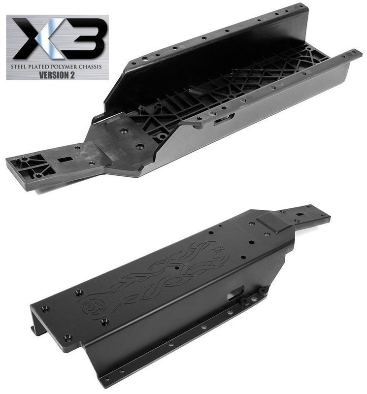 Kraken RC X3 v2 Polymer Chassis w/Steel Insert for HPI Baja 5b/5T/5SC - Black