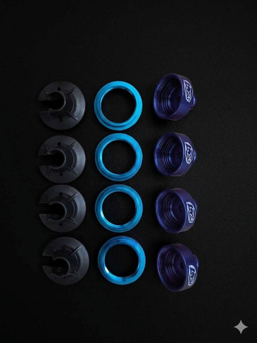 Losb2858 x2 Losi 5ive T shock caps and retainers 