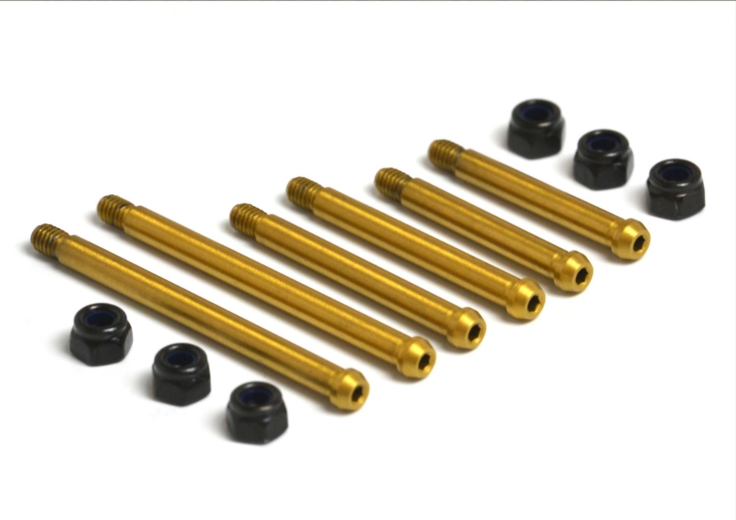 EXOTEK RC10 CLASSIC BOLTED HINGE PINS (6), FRONT ARMS, steel with nitride coating
