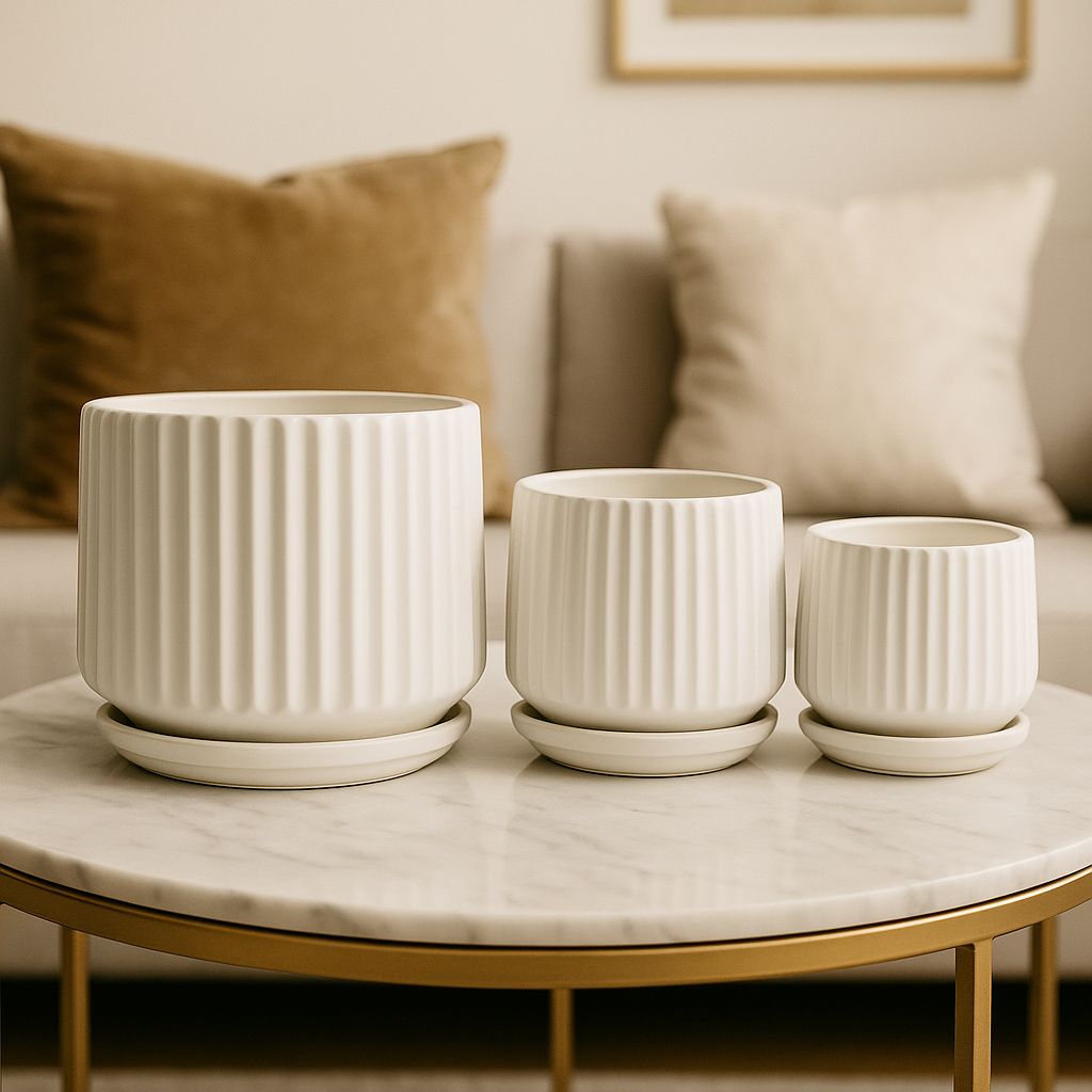 Vazo lulesh qeramike set 3 copë