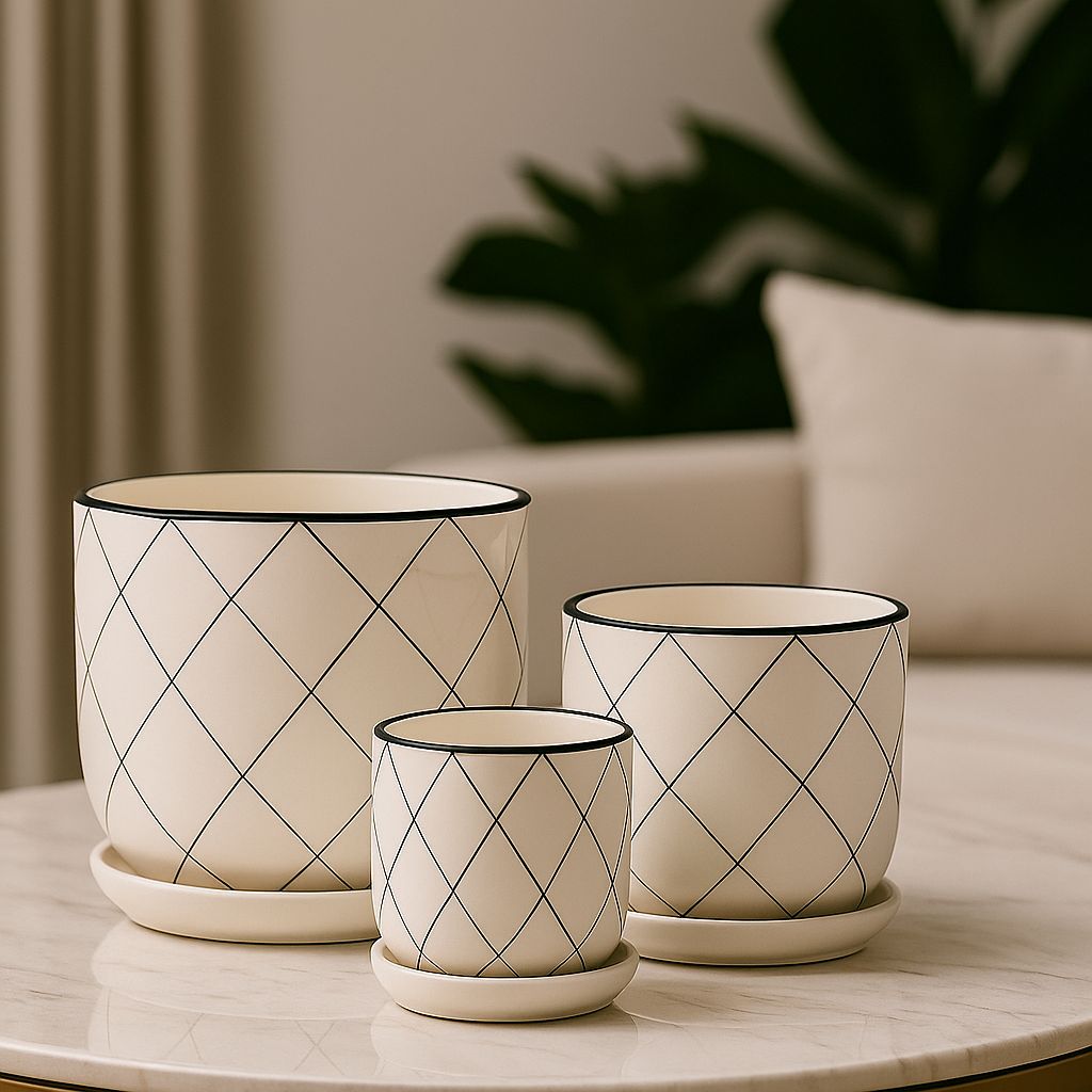 Vazo lulesh qeramike set 3 copë