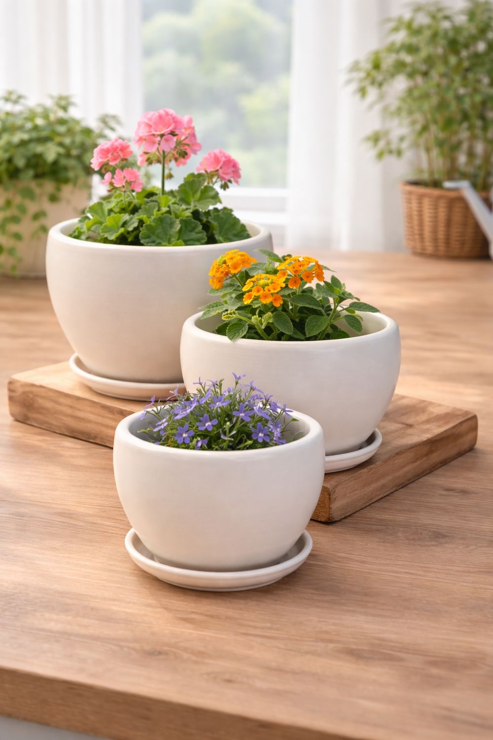 Vazo lulesh qeramike set 3 copë