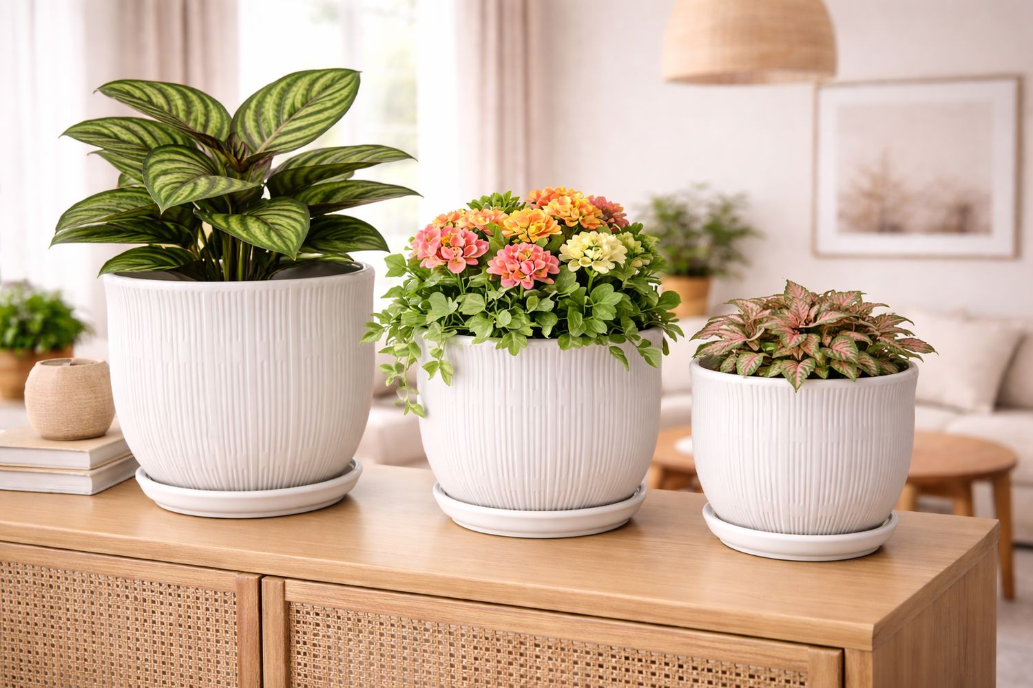 Vazo lulesh qeramike set 3 copë