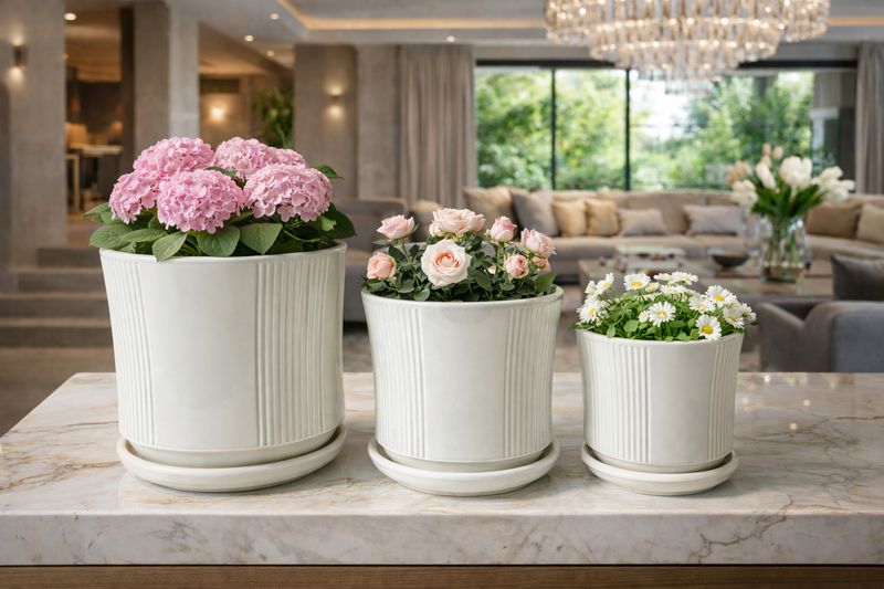 Vazo lulesh qeramike set 3 copë