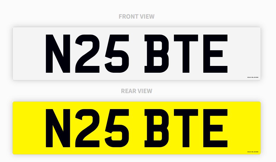 Oblong Number Plate (Front and Rear) UK Standard