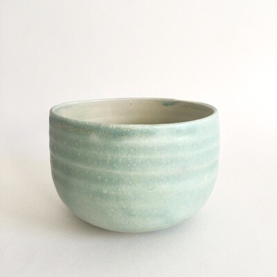 Pale turquoise ribbed bowl