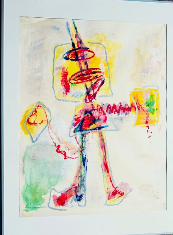 Adriana - 'Ruby' - gemengde techniek op papier 50 x 64 cm - met zilverkleurige lijst 61 x 81 cm