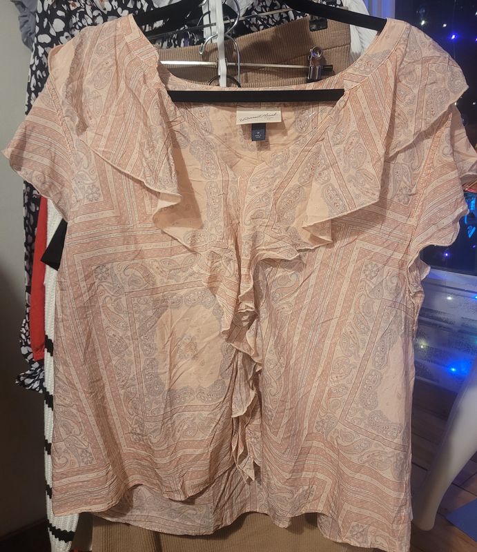 Soft Pink Crepe Floral Blouse