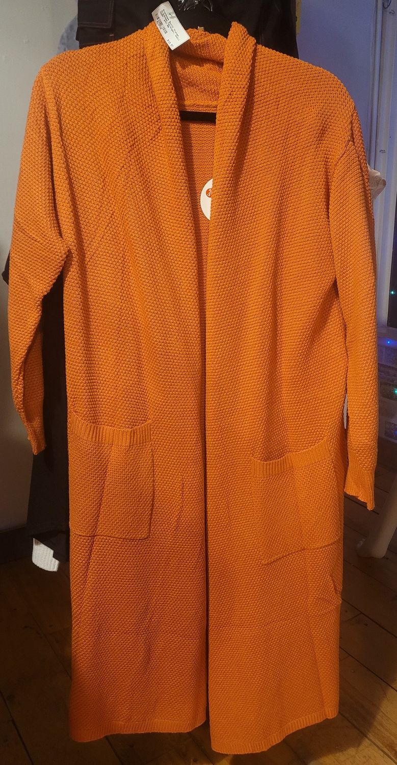 Burnt Orange, Aranbass Cardigan, small, Size: Medium