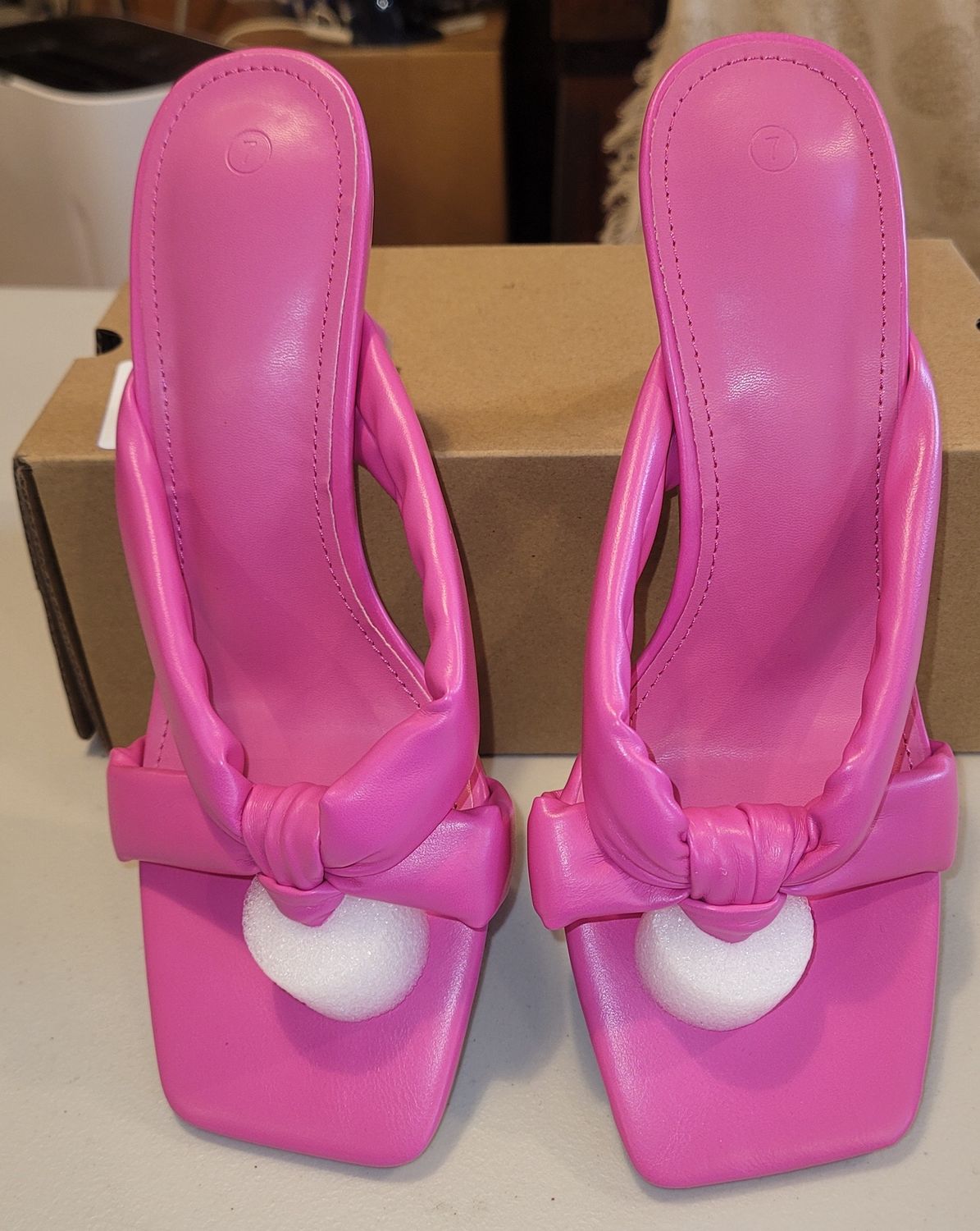 Pink Pump Toe Sandals, size 7, Colour: Pink, Size: 7