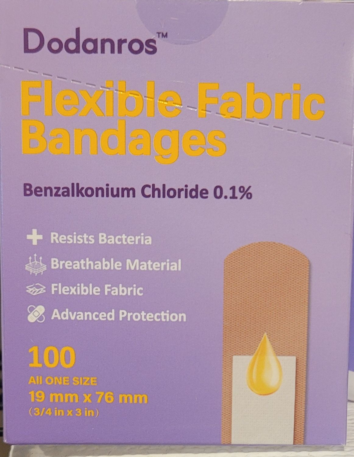 Medicated Flexible Fabric Bandages, 100 pack