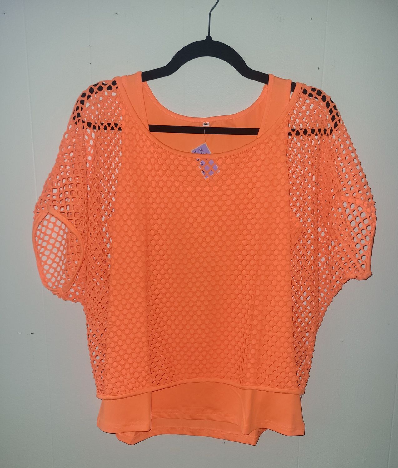 Tank with mesh layer shirt, Colour: Orange, Size: XL