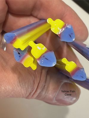 BE9013 Yellow Fish Cane &amp; Murrini