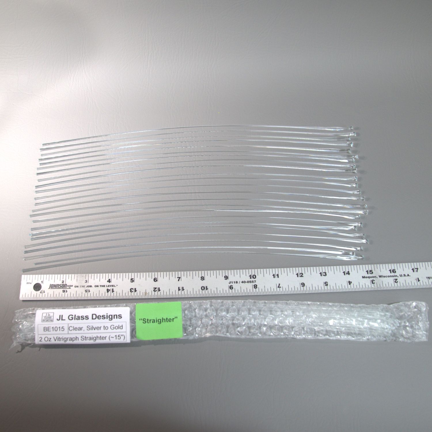 BE1015 Clear, Silver to Gold Vitrigraph Stringer, Style &amp; Type: 2 oz Straighter