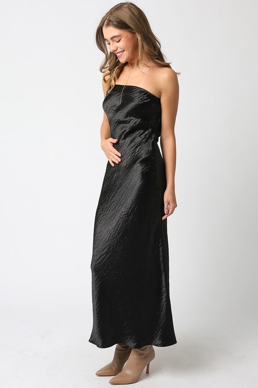 Darkest Night Satin Column Dress