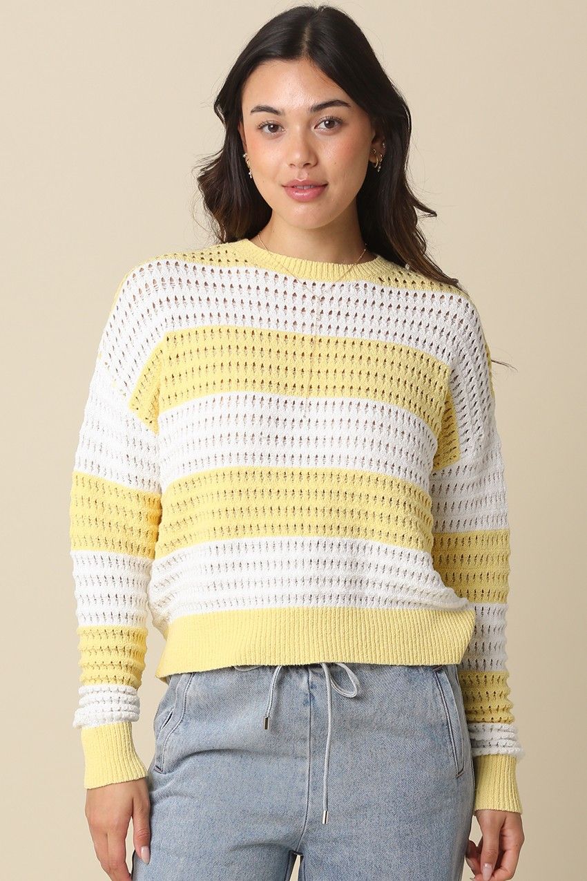 Beach Town Mesh Sweater, Color: BUTTER IVORY, Size: SMALL