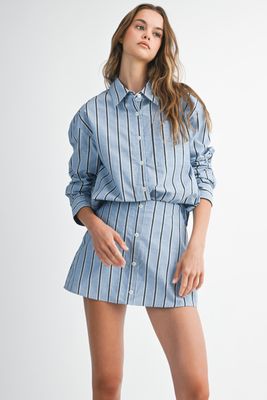 Savoy Stripe Button-Up Blouse