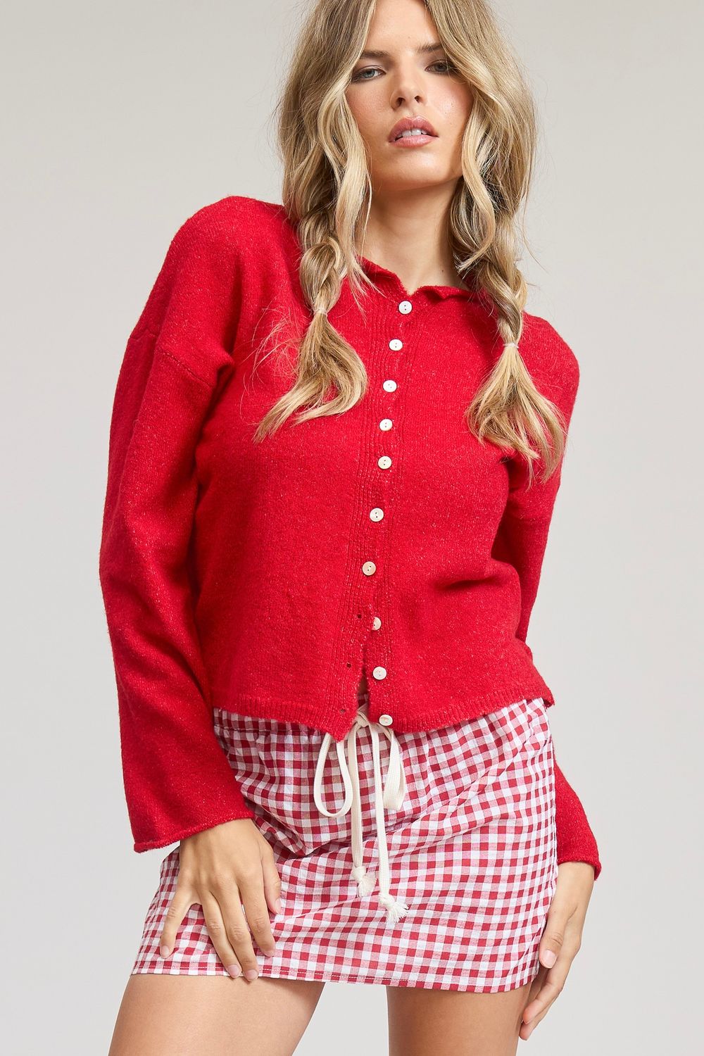 The Perfect Layer Cardigan, Color: RED, Size: SMALL