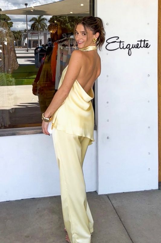 Sun Washed Luxe Satin Halter Top