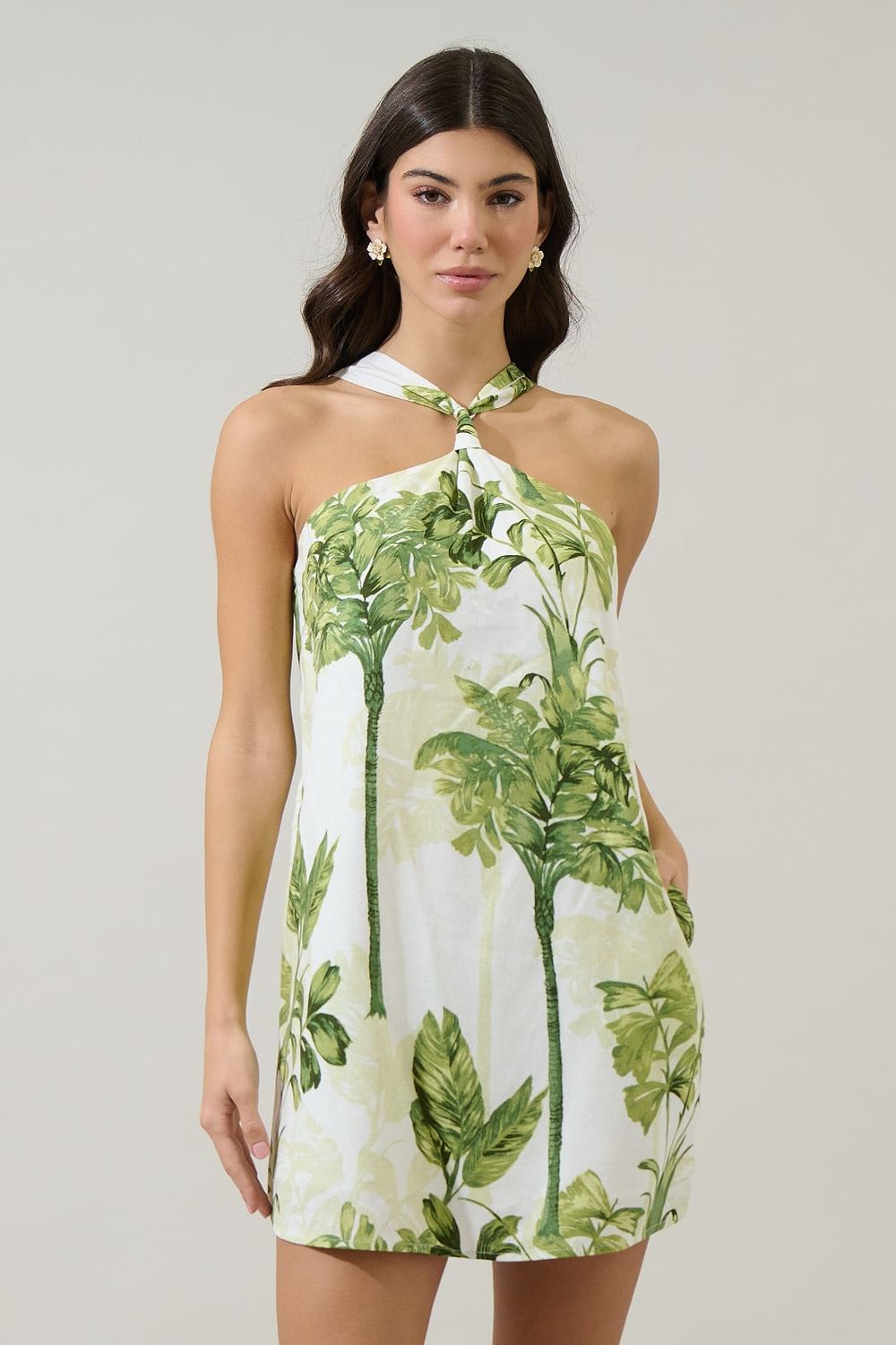 Palm Paradise Linen Blend Dress