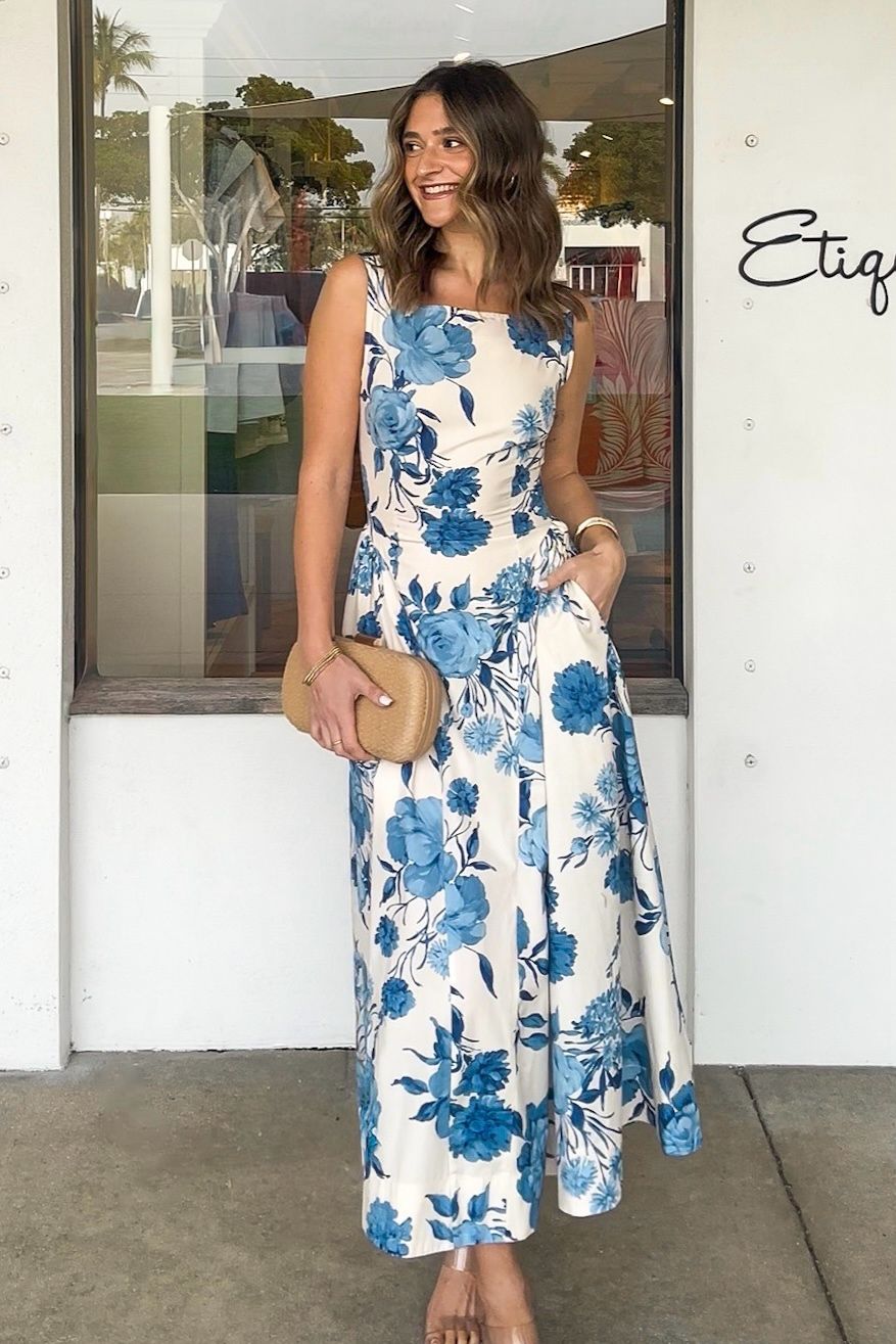 Azure Blooms Cotton Dress