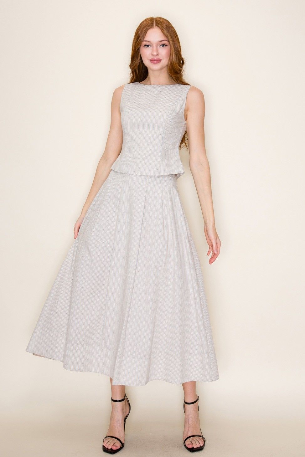 Alina Stripe Midi Skirt