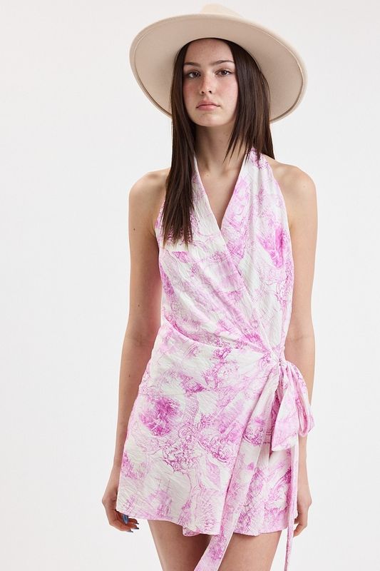 Seaside Toile Wrap Dress